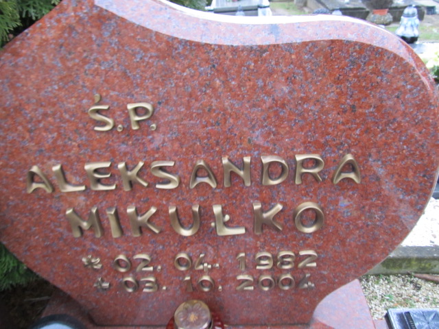 Aleksandra Mikułko 1982 Świdwin - Grobonet - Wyszukiwarka osób pochowanych